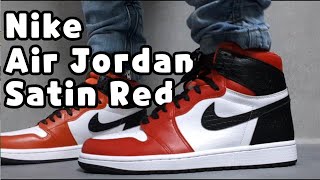 4K Nike Air Jordan 1 High OG WMNS Satin Red unboxingNike Air Jordan1 Snake skin on feet review [upl. by Dacie]