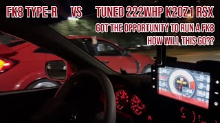 FK8 Civic TypeR Finally I get to run it with my Tuned 222whp K20z1 RSX [upl. by Kreda555]