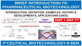 Brief Introduction to Biotechnology with reference to Pharmaceutical Science  L1 U1  PB 6 Sem [upl. by Claudia]