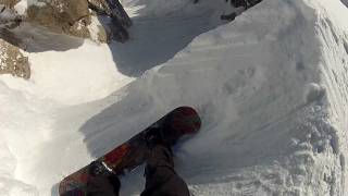 Jackson Hole Corbets Couloir snowboard drop in 2152012 [upl. by Amalbergas]