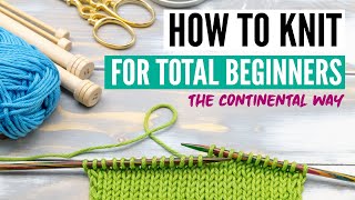 How to knit for beginners  the continental way  slow motion [upl. by Kassity26]