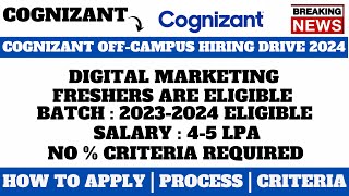 COGNIZANT OFFCAMPUS HIRING 2024  2023 BATCH  SALARY  4 LPA  MUST APPLY BEFORE DEADLINE [upl. by Nanice]