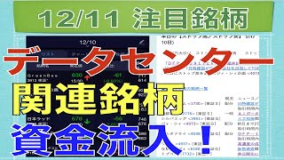 【12月11日】データセンター関連銘柄に資金流入！【明日の注目株】 [upl. by Flam776]