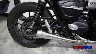 Triumph Street twin motone exhaust with motone Xpipe sound review [upl. by Yltsew]