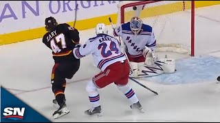 Flames Connor Zary Beats Rangers Igor Shesterkin With Tough TopCorner Snipe [upl. by Adnahsam]