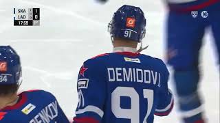 Ivan Demidov scored his first KHL goal off the dish from Kuznetsov 👀 [upl. by Nwahs]