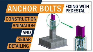 Anchor bolt fixing details  Footing Pedestal reinforcements  3d animation of Rc foundation [upl. by Perdita]