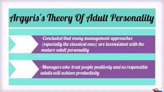 Argyriss Theory of Adult Personality [upl. by Airemat]