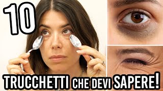 10 TRUCCHETTI CHE DEVI SAPERE PER ELIMINARE OCCHIAIE BORSE E RUGHE DEL CONTORNO OCCHI😱👀 [upl. by Hallutama679]