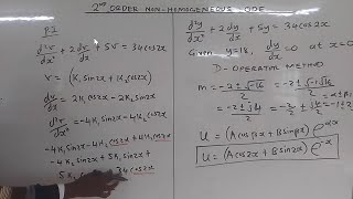 NonHomogeneous 2nd Order ODE  METHOD OF UNDETERMINED COEFFICIENTS [upl. by Woo]