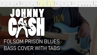 Johnny Cash  Folsom Prison Blues Bass Cover with Tabs [upl. by Ashlie]