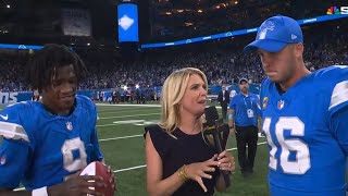 Jameson Williams amp Jared Goff NBC Postgame Interview  Rams vs Lions NFL 2024 [upl. by Rheims]