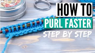 How to Knit the PURL Stitch Knitting Lessons for Beginners [upl. by Ymar162]