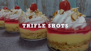 Trifle shots  Strawberry Trifle Pudding  Quick Dessert  Custard Recipe [upl. by Raynard866]