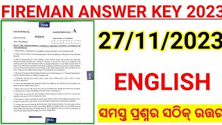 FIREMAN ANSWER KEY 2023  FIREMAN ENGLISH ANSWER KEY  SMART ODIA [upl. by Janie]