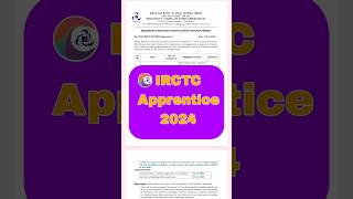 IRCTC Apprenticeship 2024 irctc irctcapprentice copaapprentice [upl. by Vinny686]