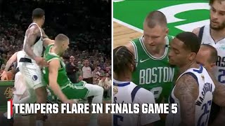 TEMPERS FLARE IN GAME 5 🔥 Porzingis Washington exchange words after shoving match  2024 NBA Finals [upl. by Roid663]