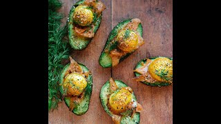 Smoked Salmon Baked Eggs in Avocado Recipe A Delicious and Nutritious Breakfast [upl. by Gnuoy981]