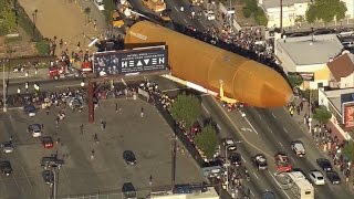 Massive space shuttle fuel cell completes 16mile trip across LA [upl. by Douville284]