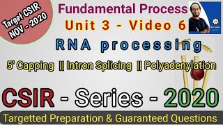 RNA Processing  5 Capping amp Polyadenylation  Types of Intron  Intron Splicing  CSIR NET 2020 [upl. by Enyawed]