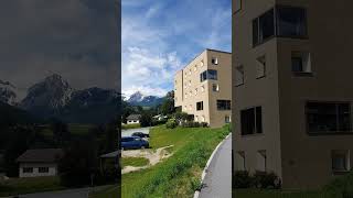 Youth Hostel and mountains in Scuol Engadin Switzerland [upl. by Borchert]