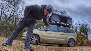 Testing a Roof Tent in a Winter Storm  Heavy Wind and Rain [upl. by Jezebel]