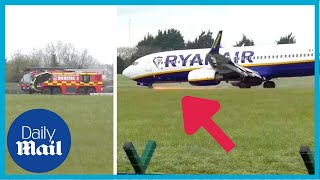 Shocking moment sparks fly from Ryanair jet while landing at Dublin Airport [upl. by Oak]