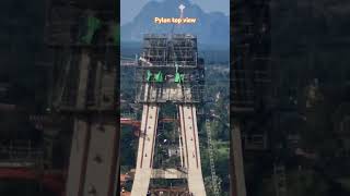 Pylon top view moktv constructionsite site pylon bridge how howto myanmar [upl. by Arline]