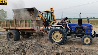 Eicher 551 50hp Range power plus tractor with loaded trolley pulling  John Deere tractor power CFV [upl. by Doowrehs]