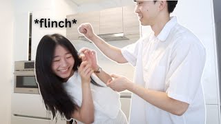 FLINCHING EVERY TIME MY BOYFRIEND TRIES TO TOUCH ME TO SEE HOW HE REACTS [upl. by Assertal]