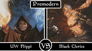 UW Flippi vs Mono Black Clerics Premodern MTG [upl. by Presber]