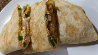 LETS COOK EGG TORTILLA WRAP WITH HAM TOMATO LETTUCE AND CHEESE cook recipe trending food viral [upl. by Anelaf]