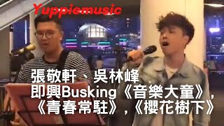 20170527 張敬軒吳林峰City Echo即興Busking《音樂大童》《青春常駐》《櫻花樹下》 [upl. by Atikir80]