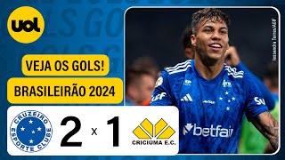 CRUZEIRO 2 x 1 CRICIÚMA  BRASILEIRÃO 2024 VEJA OS GOLS DE KAIO JORGE E GABRIEL VERON [upl. by Milka776]