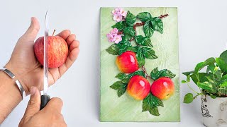 Realistic apple wall hanging  Home decor idea with clay  Cement wall hanging [upl. by Eirojam]