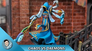 DAEMONS VS CHAOS SPACE MARINES WARHAMMER BATTLE REPORT [upl. by Nnyledam907]