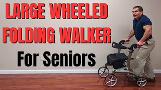 Large Wheeled Folding Walker For Seniors Stride Mover Rollator Review [upl. by Inatirb525]