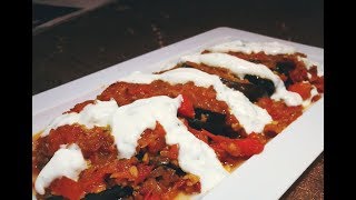 Afghani Borani Baingan Eggplant in tomato sauce topped with spiced yoghurt [upl. by Dorahs]