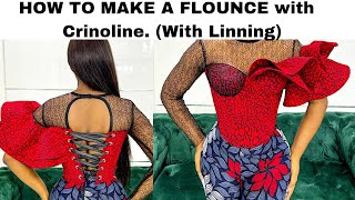 HOW TO SEW CRINOLINE ON A Flouncepeplum with lining Cutting and sewing Diy [upl. by Pammy]