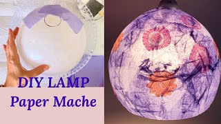 DIY Lamp Made From Tissue Paper and balloon Paper Mache Lamp Easy and Practical Way [upl. by Rramed996]