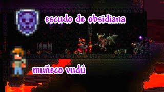 CONSEGUÍ EL ESCUDO DE OBSIDIANA Y EL MUÑECO VUDÚ  Terraria clase Mago 16 [upl. by Landau312]