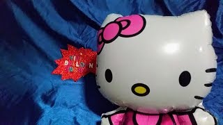 HELLO KITTY MYLAR BALLOON INFLATION AND DEFLATION [upl. by Celine909]