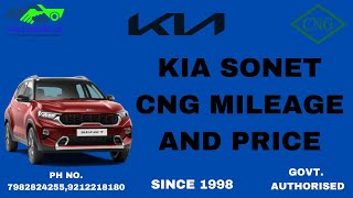 KIA SONET CNG MILEAGE AND PRICE [upl. by Ahsinat]