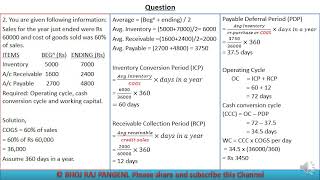 Basic of Working capital management numerical with formula for Class 12 BBS BBABhoj Raj Pangeni [upl. by Eyanaj138]