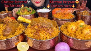 EGG BIRYANICHICKEN BIRYANIMUTTON BIRYANIPRAWNS BIRYANIKEBAB BIYANIRAITACURRY ASMR EATING [upl. by Scammon]