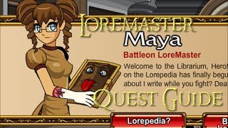 AQW Loremaster Quests  join librarium FULL WALKTHROUGH [upl. by Ardnassela545]