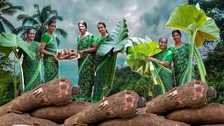 Kerala style colocasia leaves🌿 and tapioca  ചേമ്പും തണ്ടും പൂളകിഴങ്ങും നാടൻ കറി [upl. by Elimaj]