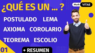 QUÉ ES UN axioma postulado proposición teorema lema corolario✔  01Axiomas de la GEOMETRÍA🚀 [upl. by Latt]