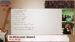 🎸 She Will Be Loved  Maroon 5 Guitar Backing Track with chords and lyrics [upl. by Oned]