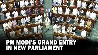 Bharat Mata Ki Jai slogans reverberate in new Parliament as PM Modi arrives in Lok Sabha [upl. by Corel146]